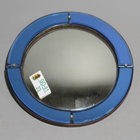 Italian Style Circular Blue Glass Mirror