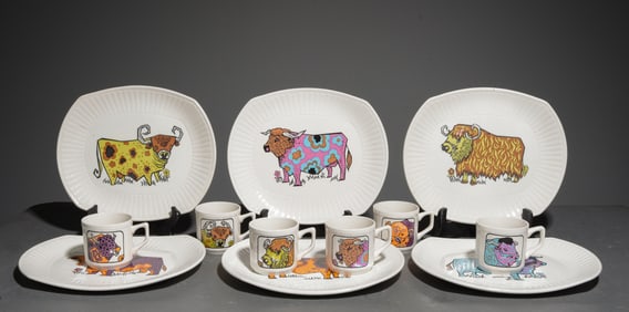 12pcs - 6 "Beefeater" Ironstone Plates & 6 Cups