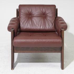 Scandinavian Mid Century Modern Leather Arm Chair