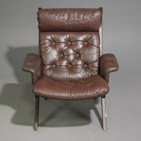 Uno Ekornes Swedish Brown Leather Arm Chair