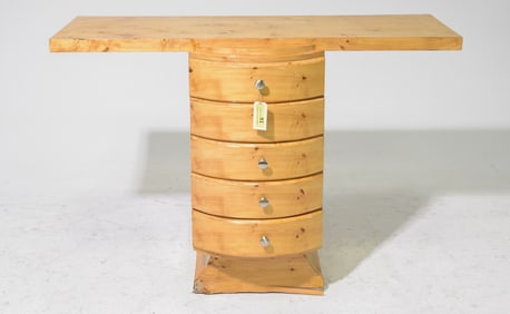 Art Deco Style Burled Veneer Hall Table #1