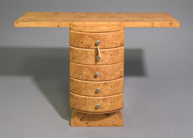 Art Deco Style Burled Veneer Hall Table #2