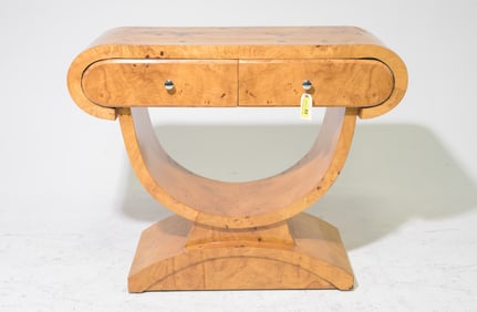 Art Deco Style Burled Veneer 2 Drawer Console #1