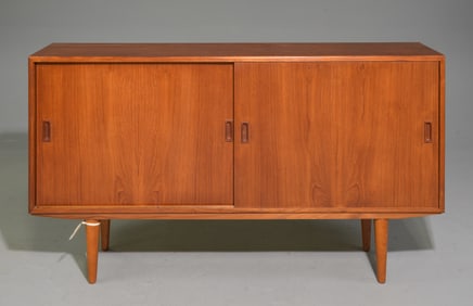 Danish Mid Century Modern Sliding Door Cabinet