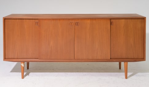 Danish Mid Century Modern Sliding Door Sideboard