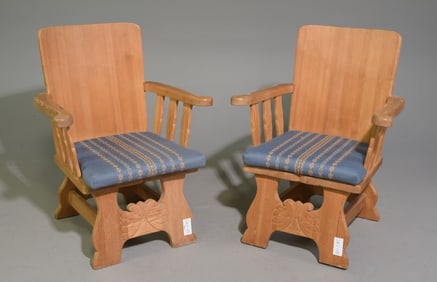 2 Scandinavian Pine Arm Chairs
