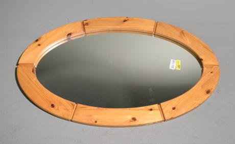 Scandinavian Pine Framed Oval Mirror #4