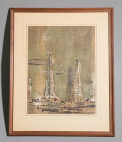 " Oil Patch "Framed Art On Fabric