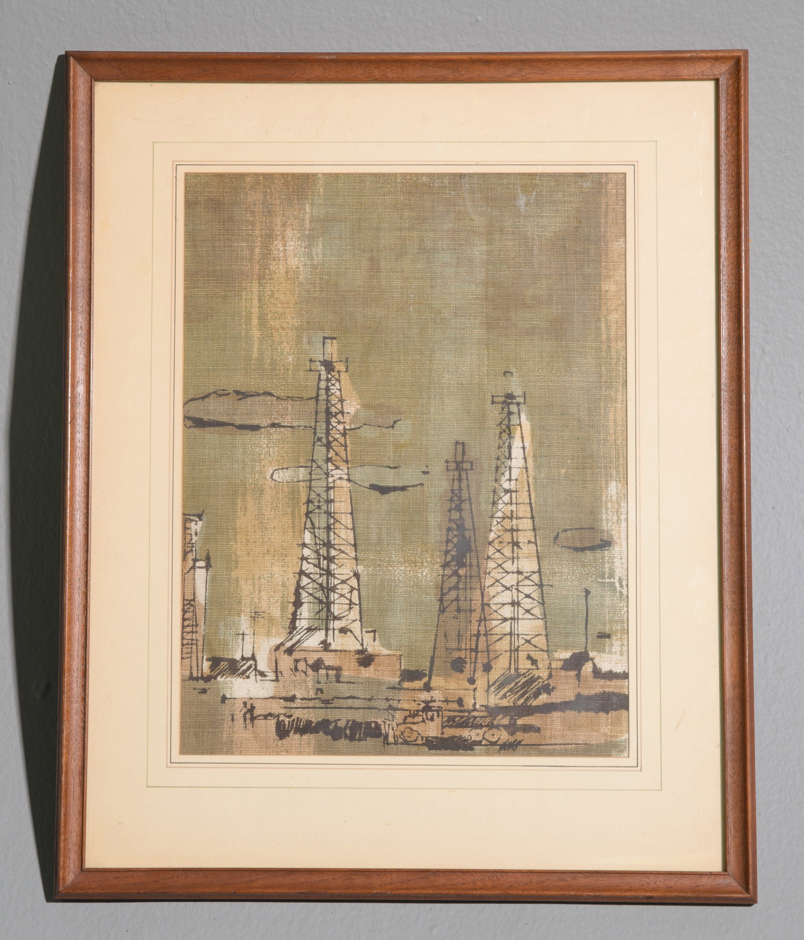 " Oil Patch "Framed Art On Fabric: " Oil Patch "Framed Art On Fabric - 21.5 in tall x 17 x 1