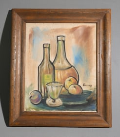 Mid Century Modern Still Life Oil On Canvas