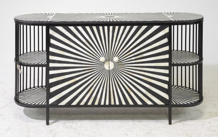 Modernist Inlaid Burst Pattern Cocktail Cabinet