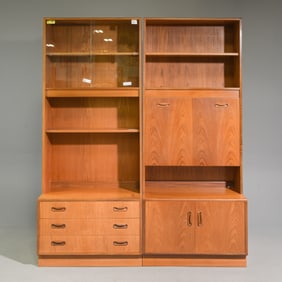 2 Mid Century Modern G-Plan Bookcases / Wall Units