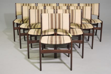 Danish Modern Set of 10 Upholstered Dining Chairs