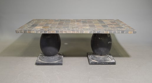 Mosaic Slate Tile Top Garden / Patio Table