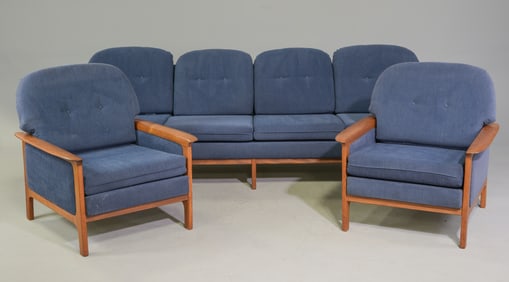 Mid Century Modern Four Seater Sofa & 2 Arm Chairs