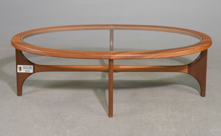 Mid Century Modern Oval Glass Top Coffee Table