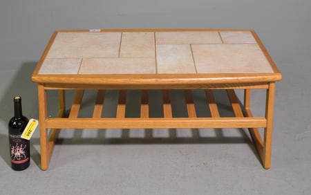 Mid Century Modern Tile Top Two Tier Coffee Table