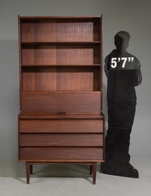 Mid Century Modern Secretary Bookshelf with Pull Out