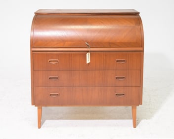 Mid Century Modern Cylinder Roll Top Desk