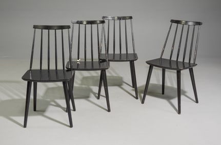 Danish Modern Set of 4 Black Chairs - Farstrup