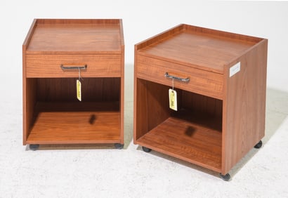 Danish Modern Pair of Rolling Petite Tables