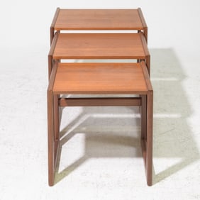 Mid Century Modern Quadrille Nest of 3 Tables #3