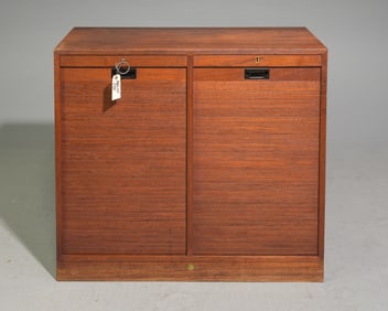 Danish Modern Tambour Door File Cabinet