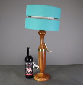 Mid Century Modern Teak Lamp with Shade