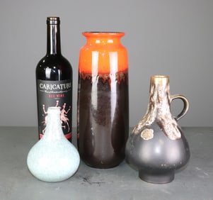 3pcs - West German Pottery Vase, Etc.