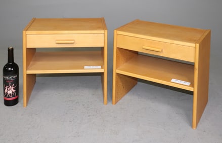 2 Danish Modern Petite Side Tables With Drawers