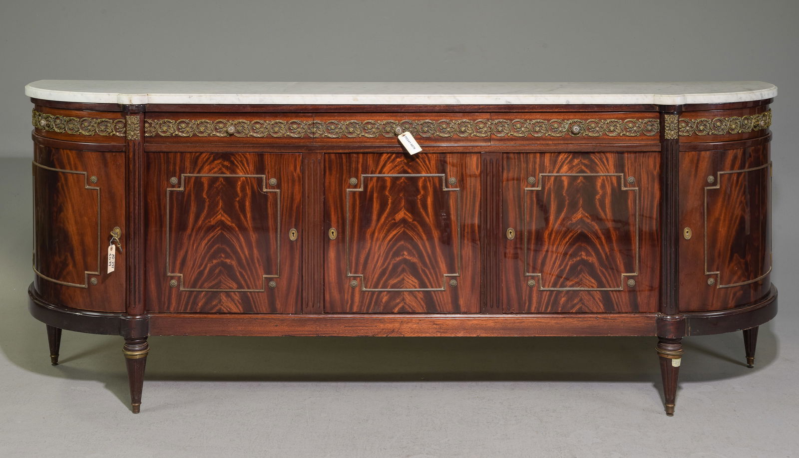 Louis XVI Style White Marble Top Curved Sideboard