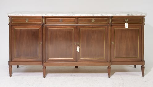 Louis XVI Style White Marble Top Sideboard