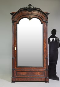 Napoleon III Style Mirror Door Robe with Drawer