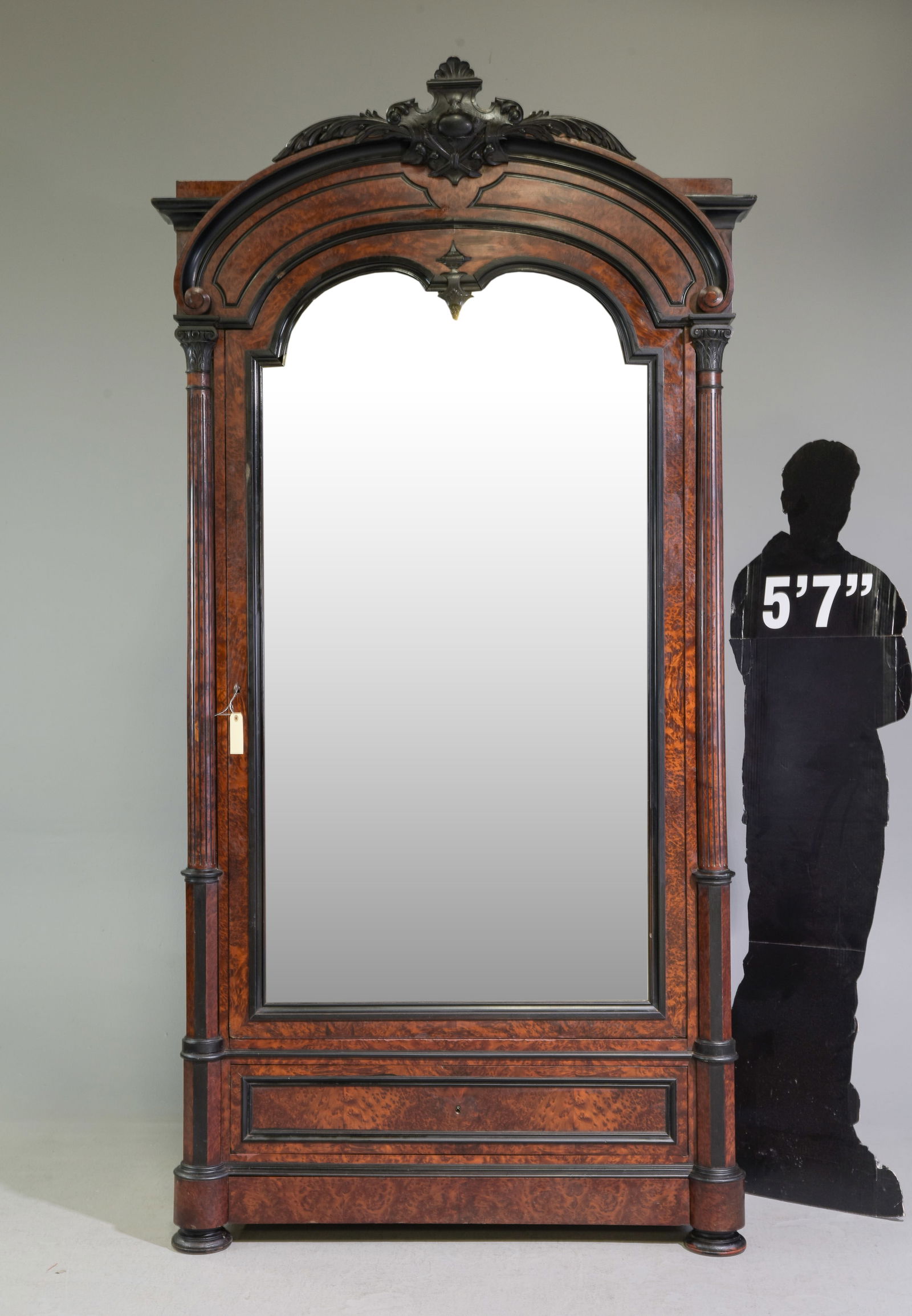 Napoleon III Style Mirror Door Robe with Drawer (1 of 9)