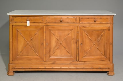 Faux Bamboo White Marble Top Sideboard