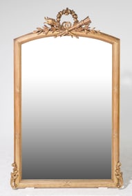 Louis XVI Style Gold Gilt / Painted Framed Beveled Mirror