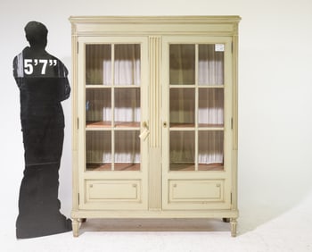 Louis XVI Style Double Door Painted Bookcase
