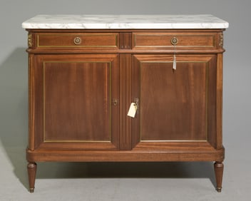 Louis XVI Style White Marble Top Buffet