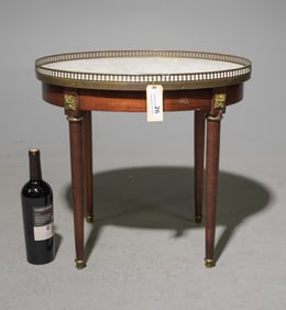 Louis XVI Style Petite White Marble Top Table