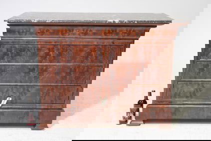 Louis Philippe Style Marble Top Mahogany Chest