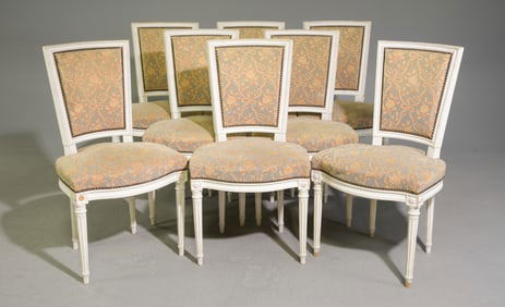 Louis XVI Style Set of 8 Painted Dining Chairs