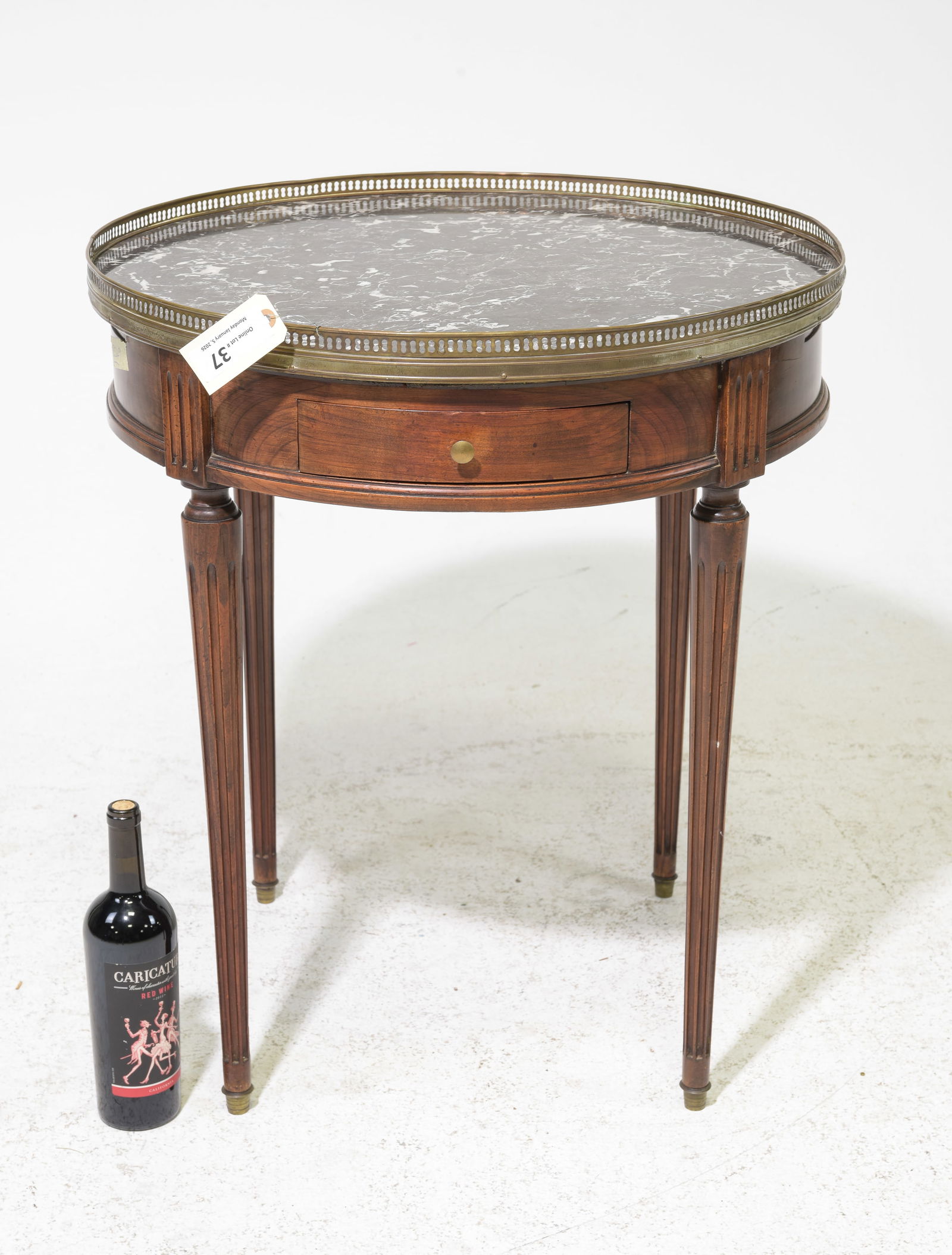 Louis XVI Style Grey Marble Top Boulotte Table (1 of 3)