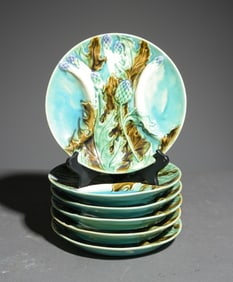 French Set of 6 Earthenware Asparagus Plates