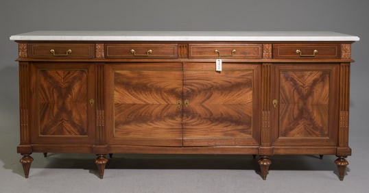 Louis XVI Style White Marble Top Sideboard #1