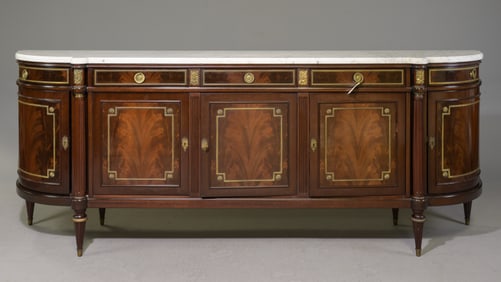 Louis XVI Style White Marble Top Sideboard #2