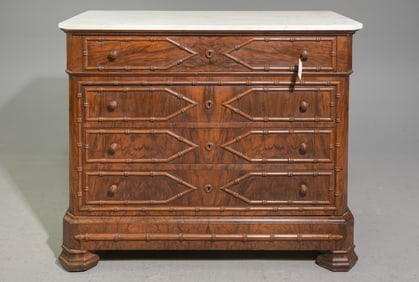 Faux Bamboo White Marble Top Chest