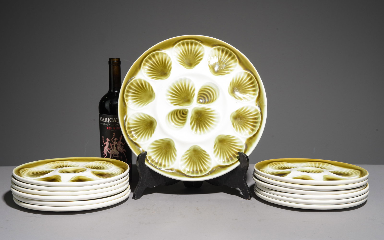 13pc French Green Scallop Plate Set (1 of 5)