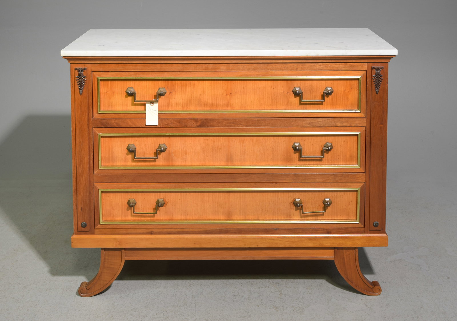 French White Marble Top Three Drawer Chest (1 of 5)