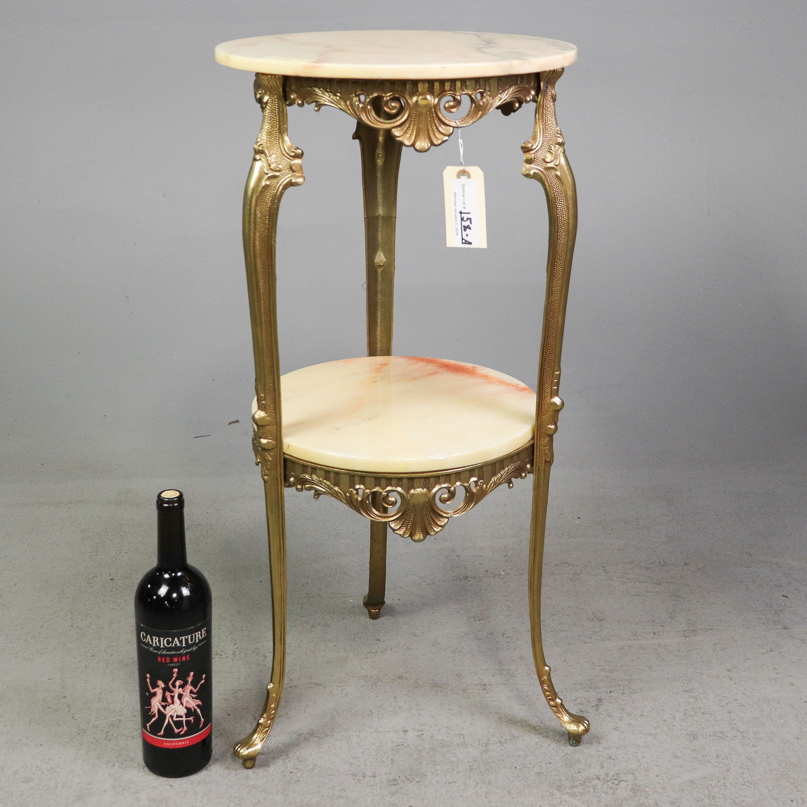 Louis XV Style 2 Tier Brass & Marble Plant Stand (1 of 5)