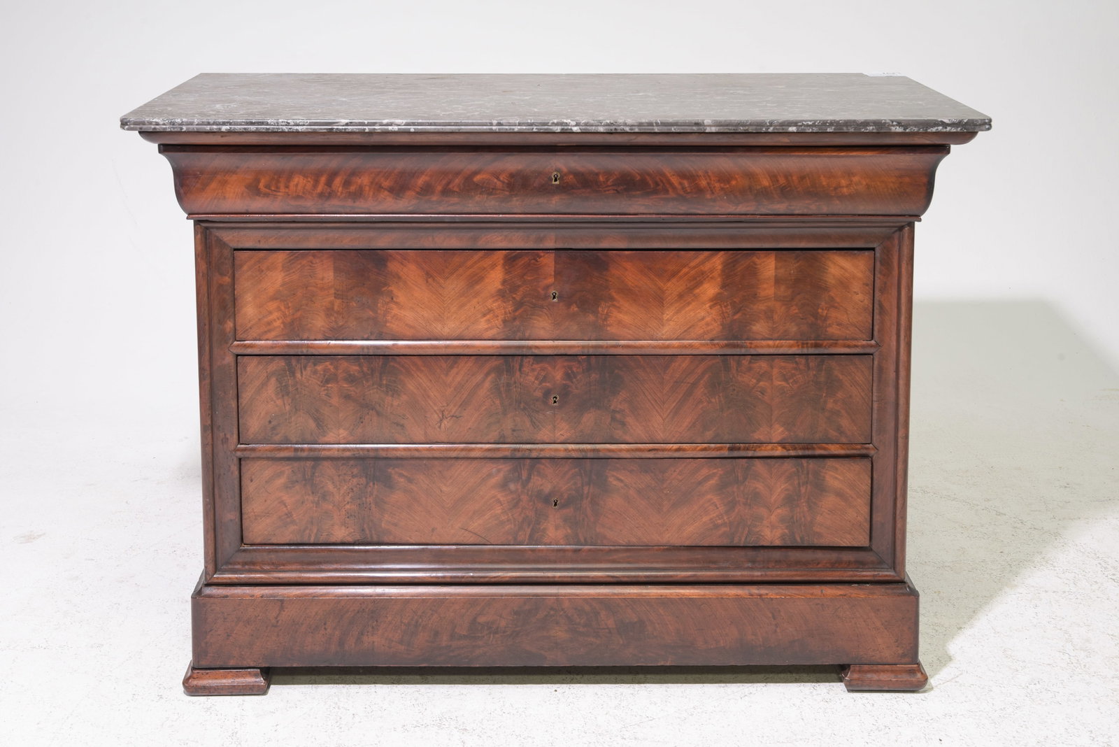 Louis Philippe Style Mahogany Marble Top Chest: French Louis Philippe Style Mahogany Marble Top Chest - 37 in tall x 51 x 22.5